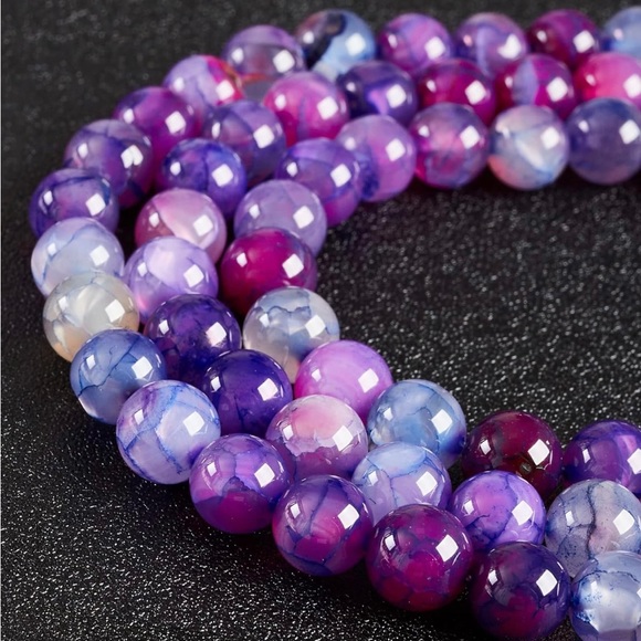 Hand Crafted Jewelry - 🆕New Purple Dragon Vein Agate 8mm Healing Gemstone Bracelet